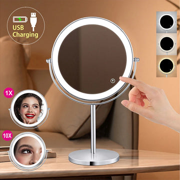 10X Magnifying LED Makeup Mirror With Light